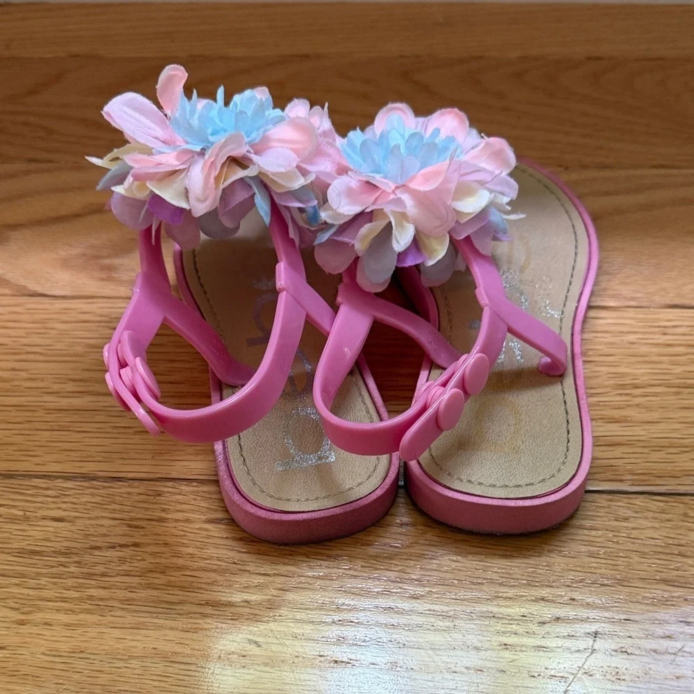 bebe Pink and Blue Floral Kids Sandals